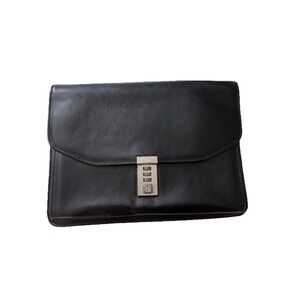 Offermann West Germany Black Leather Clutch Combination Lock Old Money Luxury